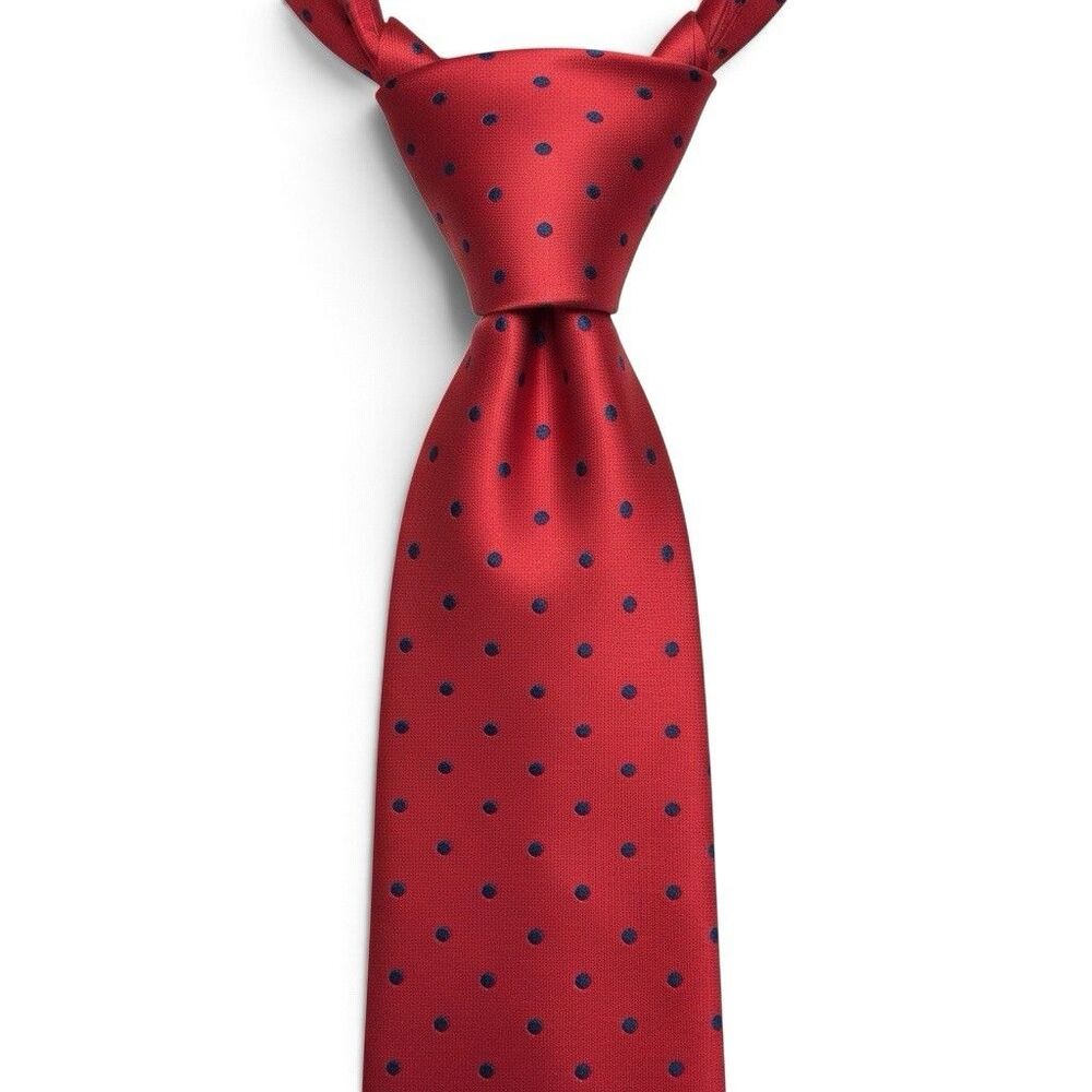 Stefano Ricci Men's 100% Silk Designer Necktie Polk Dots Red/Black Italy 61"